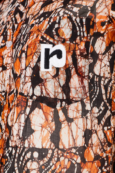 1970s Paco Rabanne Brown and Orange Boutique Print Shirt