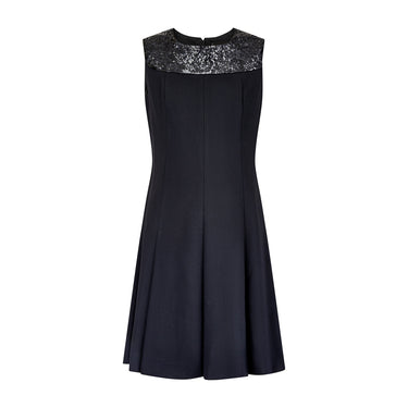 1970s Pisanti Black Crepe Dress with Sequin Collar