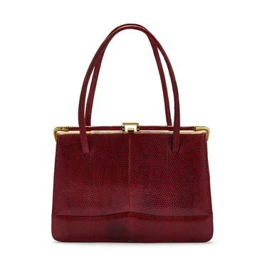 1960s Marquessa Red Lizard Leather Top Handle Bag