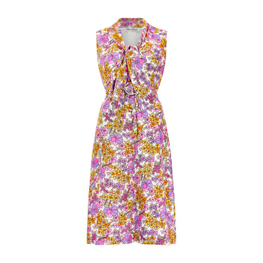 1970s Susan Small Silk Psychedelic Floral Print Dress