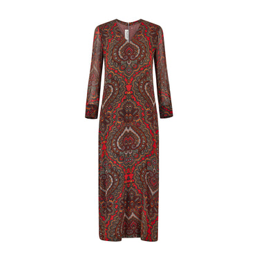 1970s Valentino Boutique Paisley Silk Maxi Dress with Chiffon Sleeves