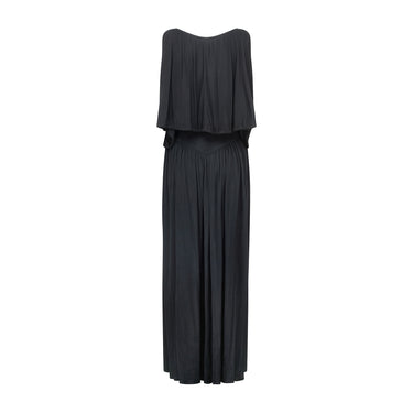 1970s Yuki Gnyuki Torimaru Black Silk Batwing Top and Maxi Skirt Suit