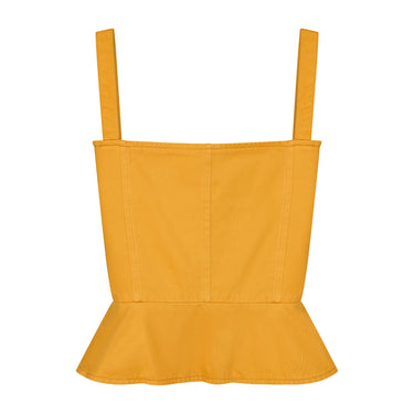 1980 Runway Documented Yves Saint Laurent Yellow Cotton Corset Top