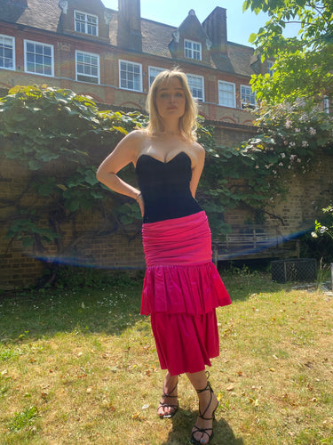 ARCHIVE - 1980s Hidy Misawa Black Velvet and Hot Pink Silk Dress