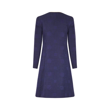 1990s Paco Rabanne Haute Couture Navy Cut-out Coat Dress with Gold Lame Trim