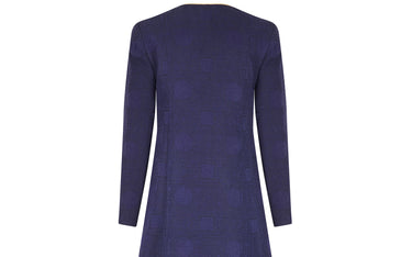1990s Paco Rabanne Haute Couture Navy Cut-out Coat Dress with Gold Lame Trim