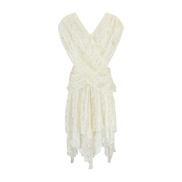 ARCHIVE - 1980s Ivory Lace Wrap-Around Wedding Dress