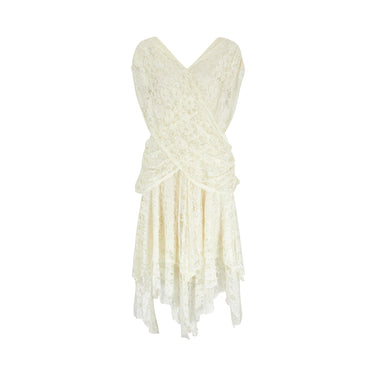 ARCHIVE - 1980s Ivory Lace Wrap-Around Wedding Dress