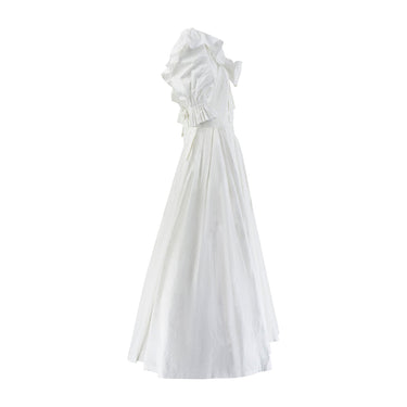ARCHIVE - 1988 Documented Laura Ashley White Embossed Print Wedding Dress