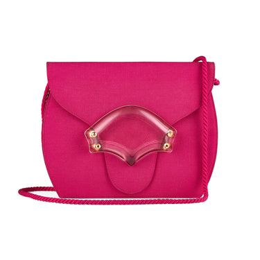 1980s Renaud Pellegrino Pink Moire Bag with Acrylic Clasp