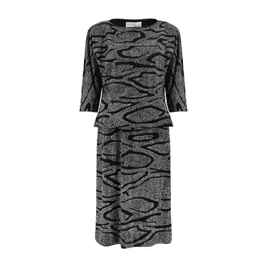 1980s Ricki Lang Black Skirt Suit with Silver Encrusted Glitter