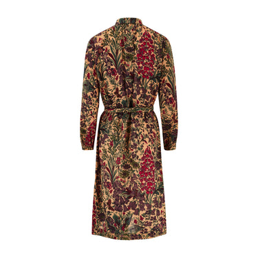 1980s Susan Small for Liberty Beige Purple Green Wool Dress