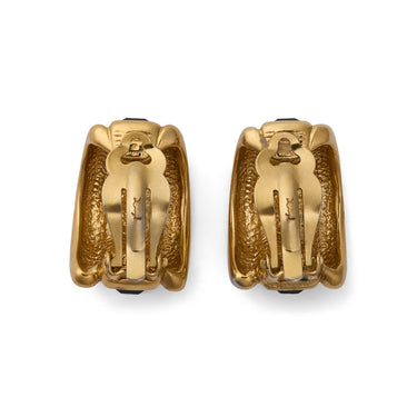 1990s Yves Saint Laurent Gold and Emerald Crystal Earrings