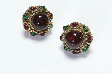 ARCHIVE - 1985 Chanel Gripoix Red and Green Earrings