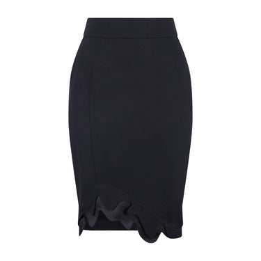 ARCHIVE - 1989 Thierry Mugler Buick Collection Black Squiggle Hem Skirt Suit