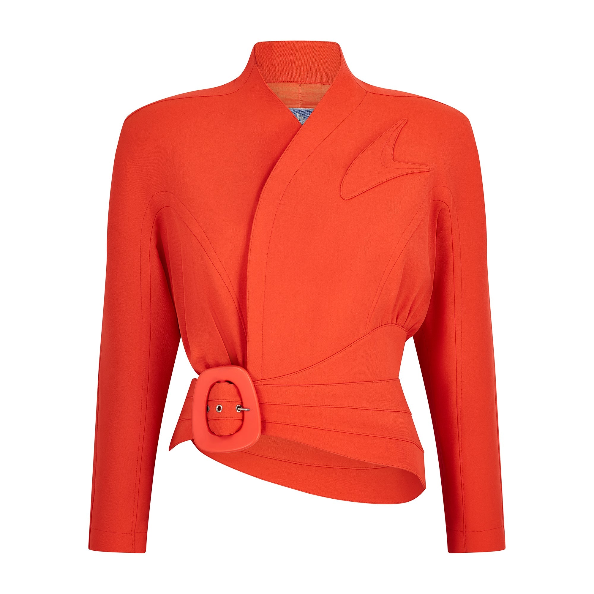 1989 Thierry Mugler Runway Documented Tangerine Orange Jacket