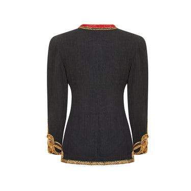ARCHIVE - 1993 Runway Krizia Grey Wool Embellished Military Style Jacket