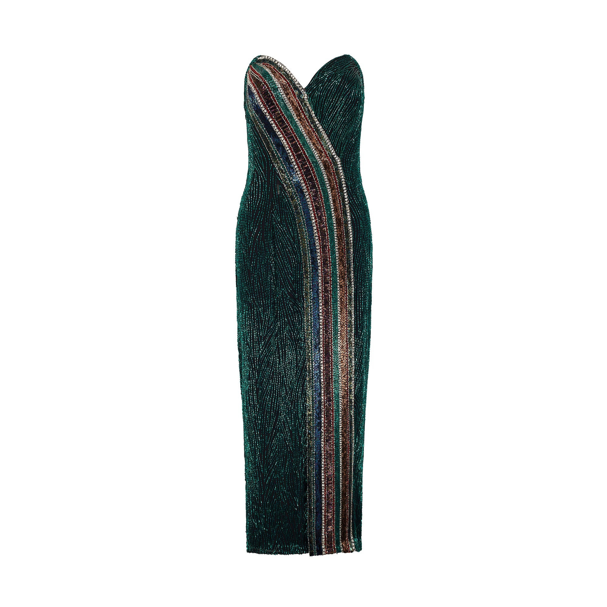 1990s Bob Mackie Black and Green Striped Beaded Strapless Gown – CIRCA  VINTAGE