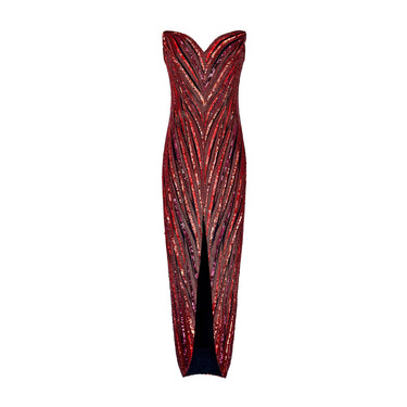 ARCHIVE - 1990s Bob Mackie Red Beaded and Sequin Dress