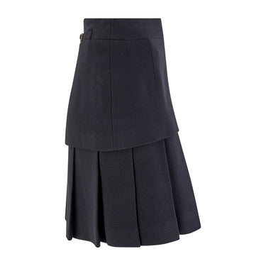ARCHIVE - 1985 Runway Chanel Black Double Tiered Wool Mini Skirt