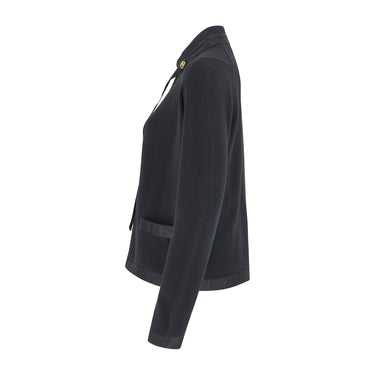 ARCHIVE - Fall 1983 Chanel Black Cashmere Cardigan with Satin Trim