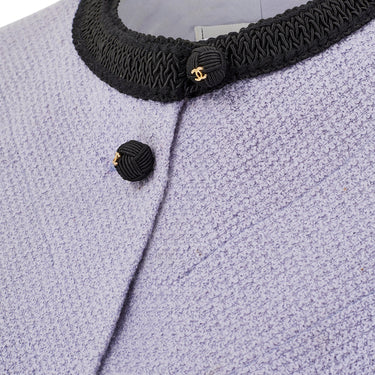ARCHIVE - 1991 Chanel Runway Mauve Tweed Cropped Jacket with Black Trim