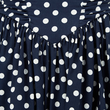 ARCHIVE - 1990s Laura Ashley Navy Polka Dot Strapless Dress
