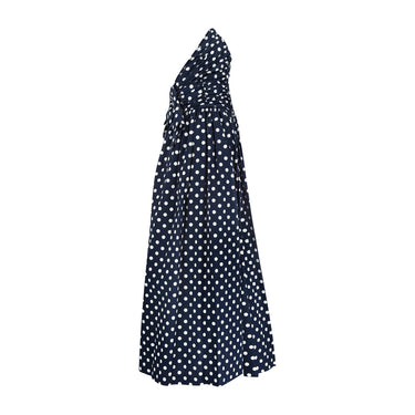 ARCHIVE - 1990s Laura Ashley Navy Polka Dot Strapless Dress