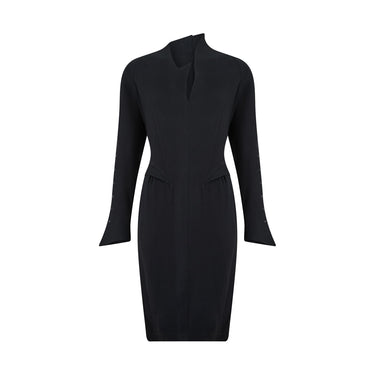 ARCHIVE - 1989 Thierry Mugler Les Atlantes Collection Black Asymmetric Dress