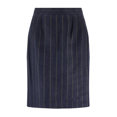 ARCHIVE - 2000 Runway Alber Elbaz for Saint Laurent Navy Pinstripe Skirt Suit