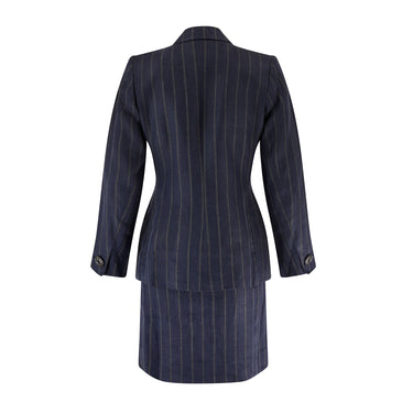 ARCHIVE - 2000 Runway Alber Elbaz for Saint Laurent Navy Pinstripe Skirt Suit