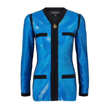 1991 Chanel Runway Documented Electric Blue Scuba Jacket