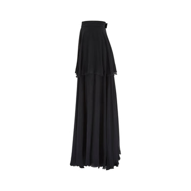 ARCHIVE - 1995 Chanel Black Silk Chiffon Maxi Skirt