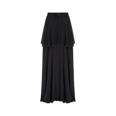 ARCHIVE - 1995 Chanel Black Silk Chiffon Maxi Skirt