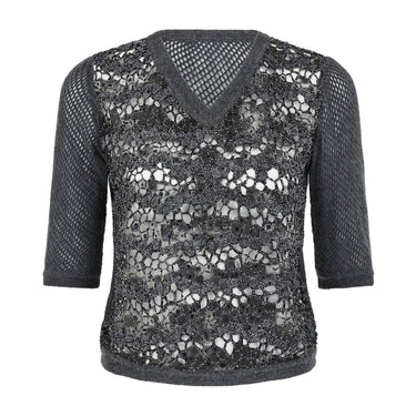 1998 Valentino Haute Couture Cashmere and Leather Embellished Jumper