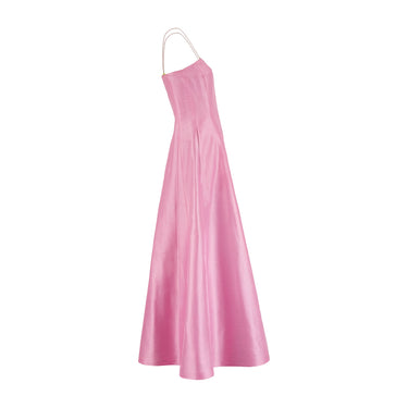 ARCHIVE - 1990s Ralph Lauren Pink Silk Maxi Dress with Crystal Straps