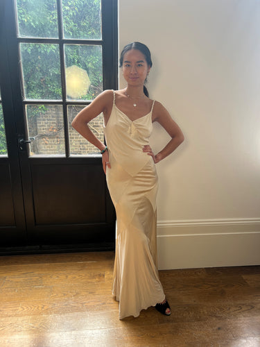 ARCHIVE - Y2K Blumarine Bias Cut Jersey Cream Slip Dress