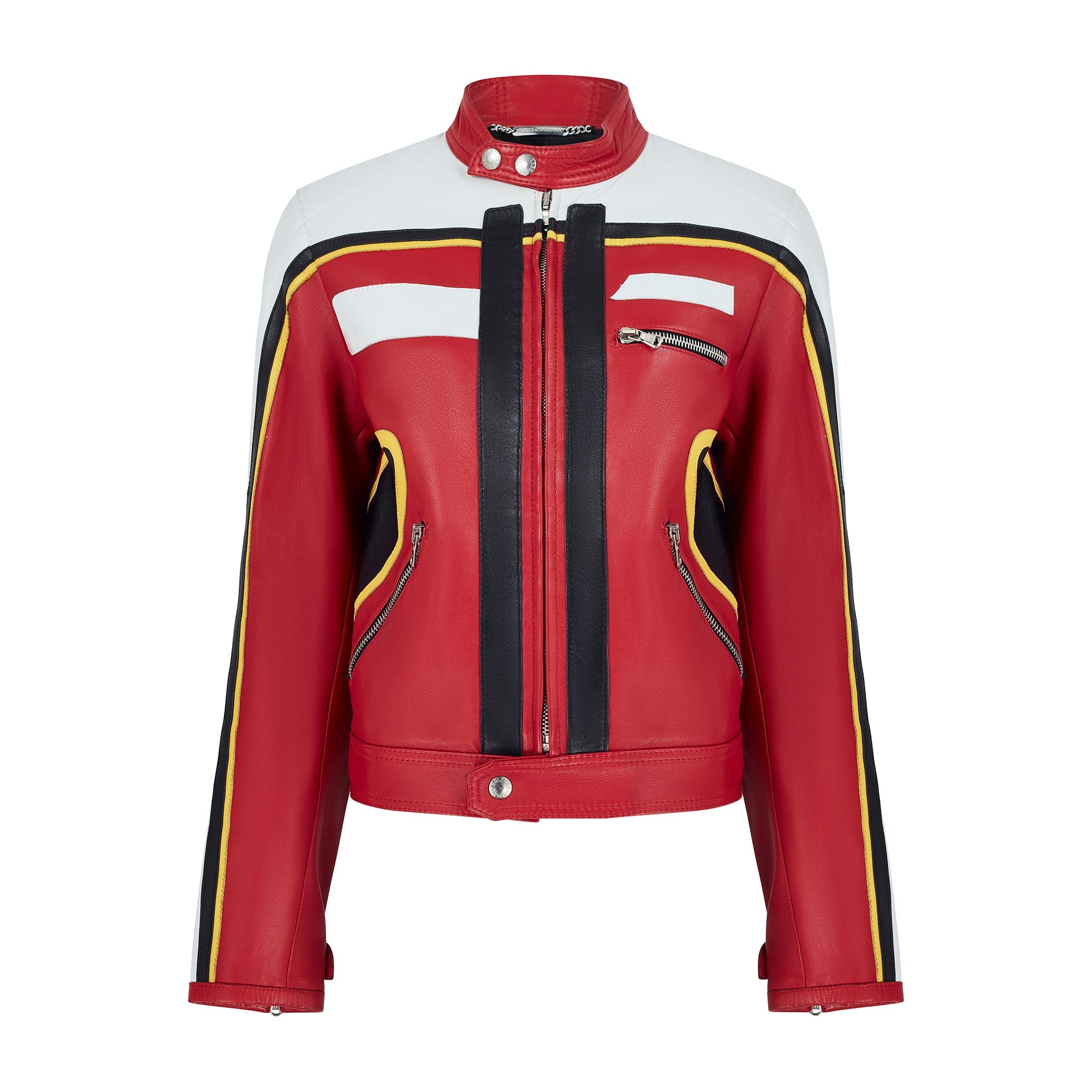 2001 Dolce and Gabbana Runway Documented Red and White Moto Jacket