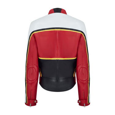 2001 Dolce and Gabbana Runway Documented Red and White Moto Jacket
