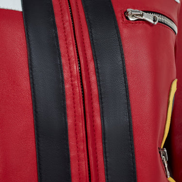 2001 Dolce and Gabbana Runway Documented Red and White Moto Jacket