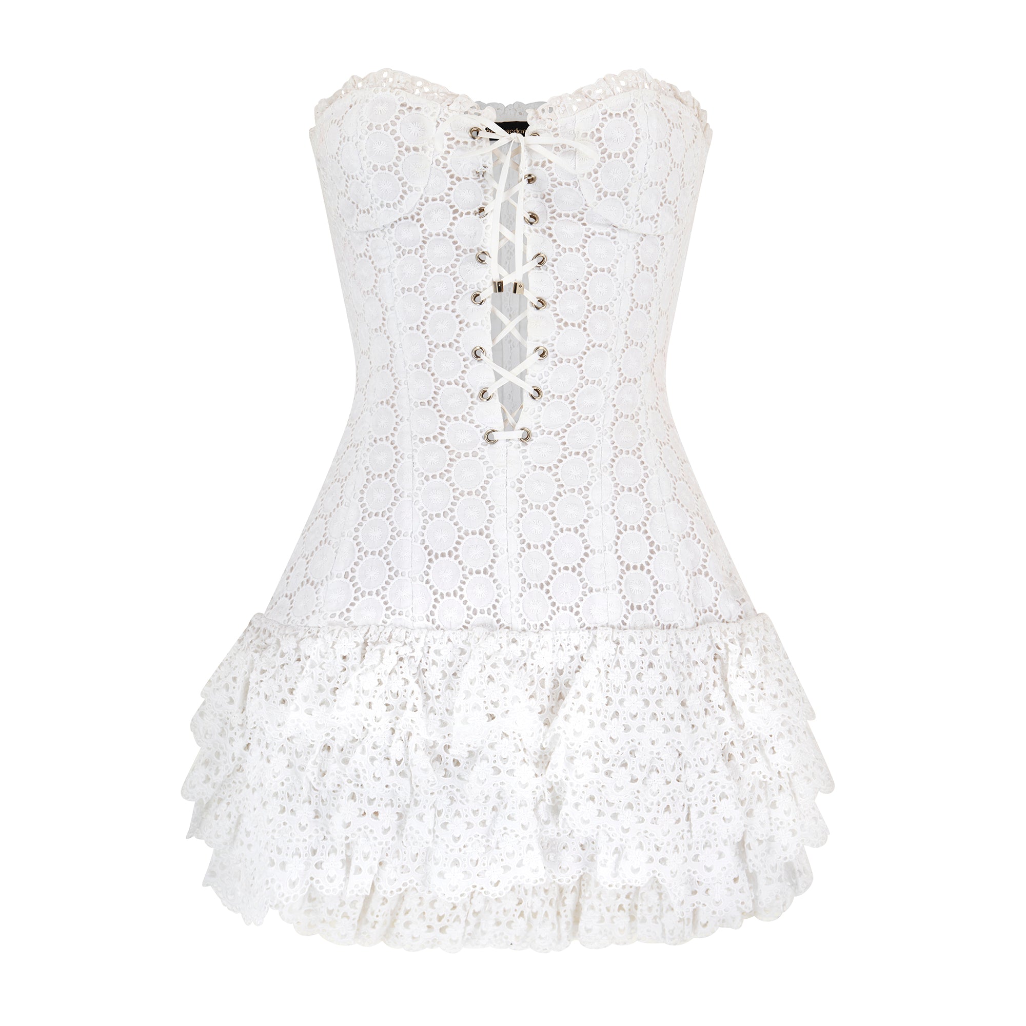 julien macdonald mini dress 2003 Julien Macdonald Runway White Cotton Mini Dress with Ruffle Skirt –  CIRCA VINTAGE