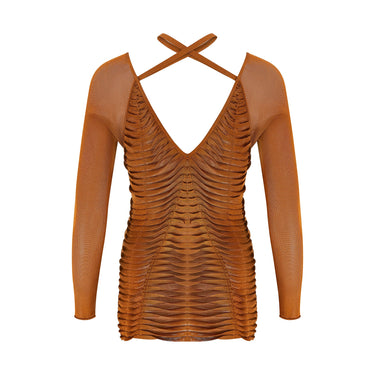 ARCHIVE - 2004 Tom Ford for Gucci Caramel Knitted Ribbed Top