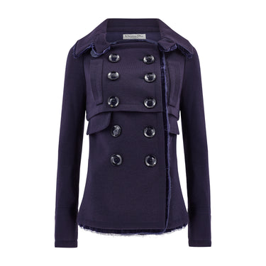 2005 Christian Dior Purple Waterfall Double-Breasted Jacket with Velvet Trim