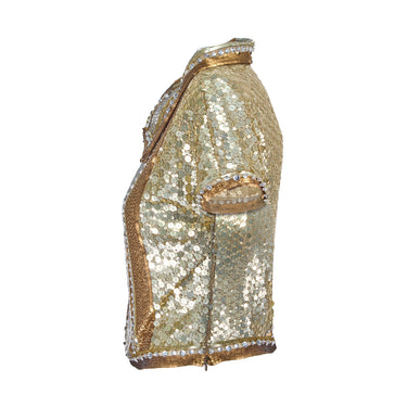 ARCHIVE - 2005 Runway Documented Valentino Gold Embellished Cropped Shirt