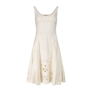 2006 Zac Posen Runway Documented Cream Textured Dress with Cut Outs