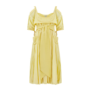 2006 Zac Posen Runway Documented Yellow Silk Dress