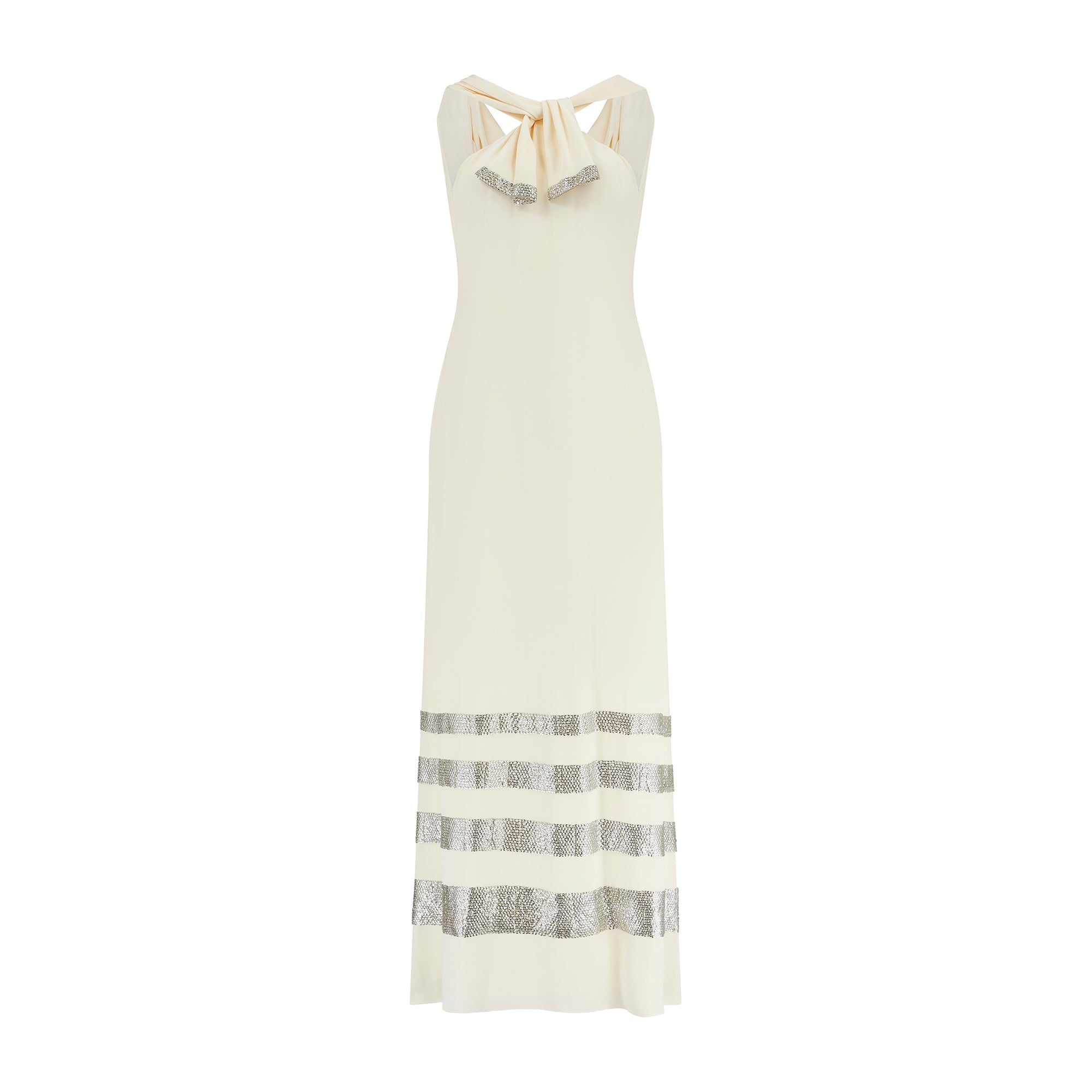 ARCHIVE - 2008 Valentino Runway Cream Column Dress with Silver Sequins CIRCA VINTAGE ARCHIVE - 2008 Valentino Runway Cream Column Dress with Silver Sequins CIRCA VINTAGE