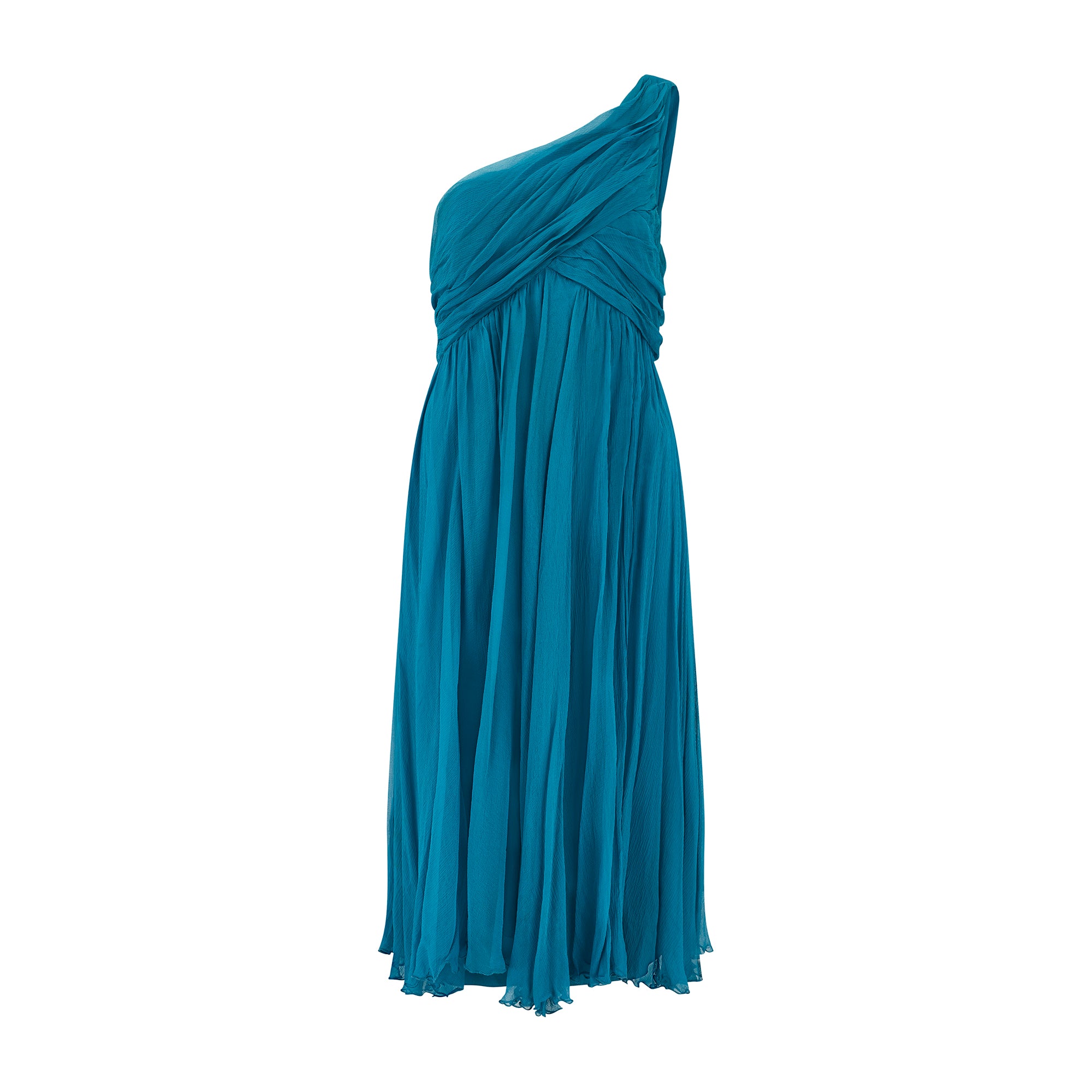 2008 Christian Dior by John Galliano Teal Silk Chiffon Dress CIRCA VINTAGE 2008 Christian Dior by John Galliano Teal Silk Chiffon Dress CIRCA VINTAGE