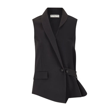 2014 Balenciaga Black Wool Tuxedo Waistcoat Jacket