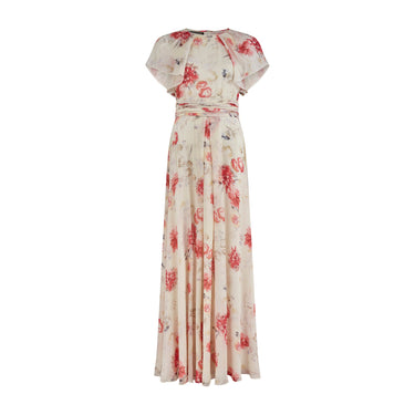 2014 Giambattista Valli Documented Silk Cream Floral Maxi Dress